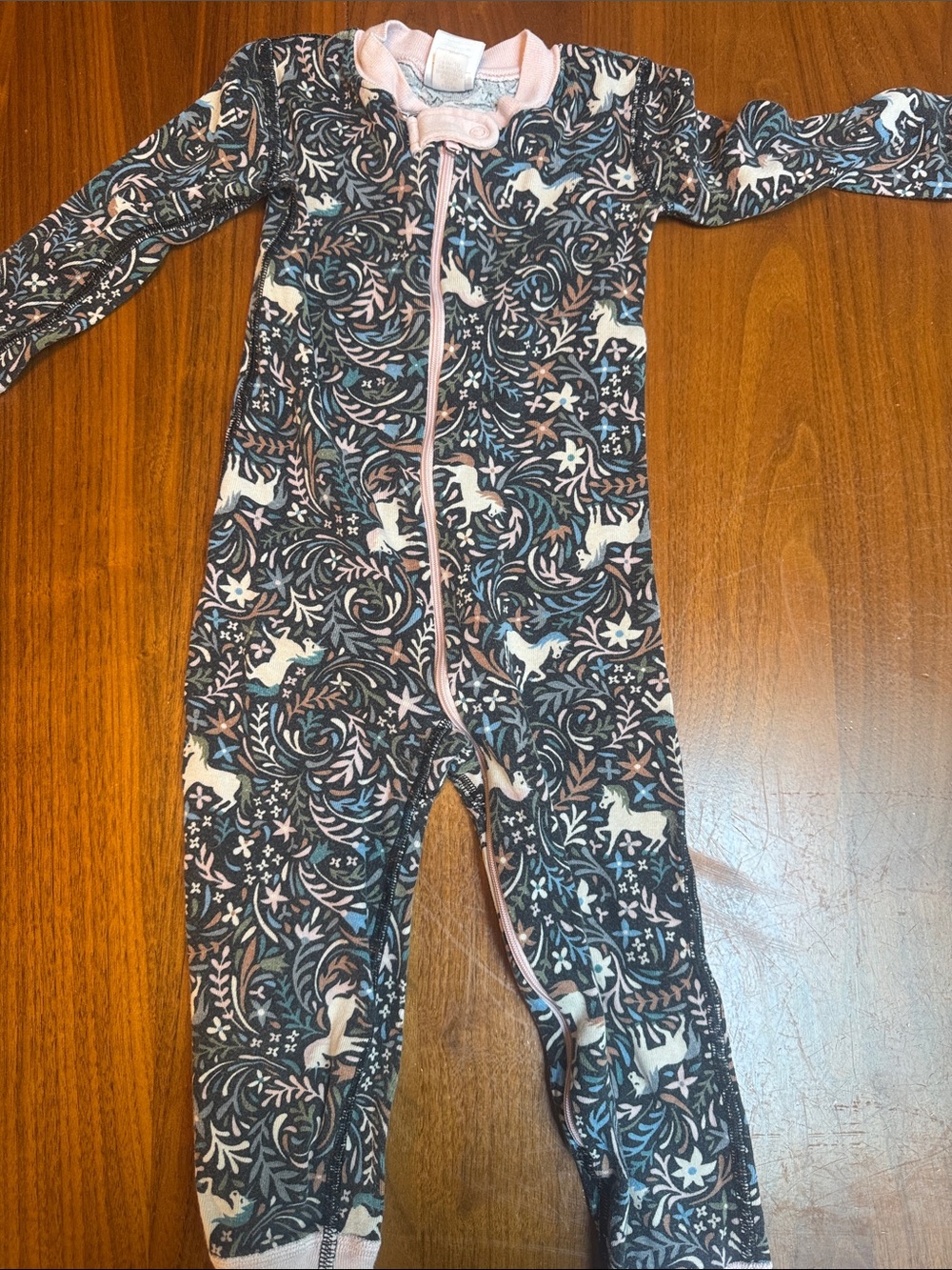 Hanna Andersson Pink and Gray Toddler Top with Collar - Picture 3 of 4